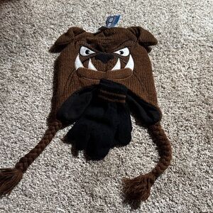 Fierce Brown Kids Bulldog Hat and Gloves Set